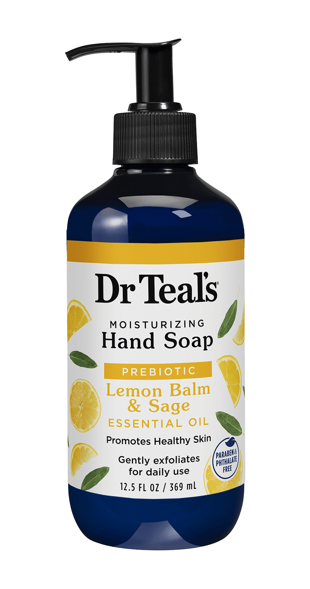 Dr Teal's Moisturizing Hand Soap, Prebiotic with Lemon Balm & Sage Essential Oil, 12.5 fl oz