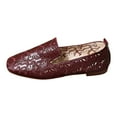 thumbnail image 6 of Rokment Womens Butterfly Ballet Flat Dress Shoes 2026 Spring Summer Fashion Hollow out Leather Square Toe Low Heel Casual Walking Slip on Loafers for Ladies Wine Size 6.5, 6 of 7