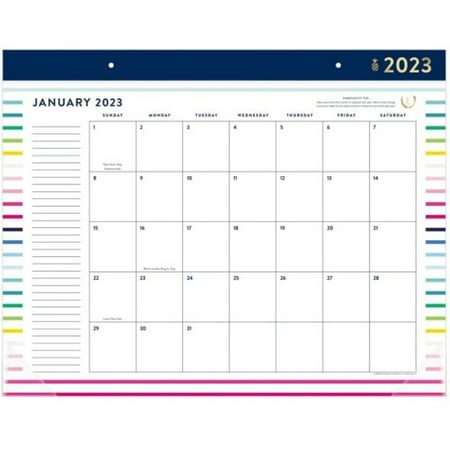 UPC: 0038576744936 | Simplified by Emily Ley for AT-A-GLANCE Happy Stripe 2023 RY Monthly Desk Pad Calendar  Standard  21 3/4  x 17