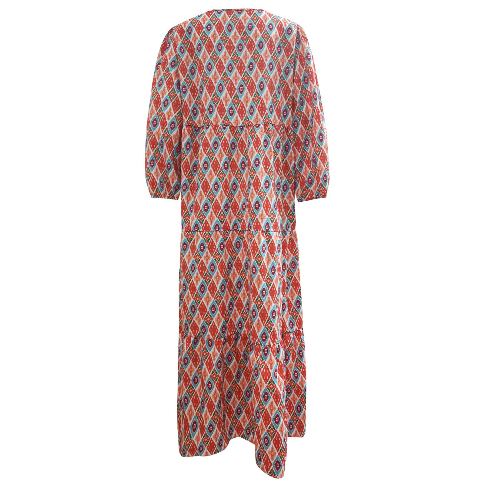 Xysaqa Women's 3/4 Puff Sleeve Summer Boho Maxi Dress Front