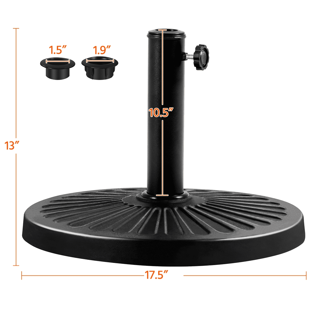 Alden Design 17.5 lbs Black Round Resin and Iron Patio Umbrella Base with Water Resistant
