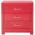 thumbnail image 4 of SAFAVIEH Raina Three Drawer Greek Key Night Stand Red, 4 of 13