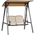 thumbnail image 2 of Outsunny 2 Seater Porch Swing with Canopy, Patio Swing Chair, Outdoor Canopy Swing Bench with Adjustable Shade and Metal Frame, Khaki, 2 of 9
