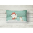 thumbnail image 2 of Carolines Treasures CK2096PW1216 Brown and White Terrier Snowman Christmas Canvas Fabric Decorative Pillow  12H x16W, 2 of 3