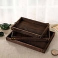 thumbnail image 4 of Service Tray with Handles, Serve Coffee, Tea, Cocktails, Appetizers, Rectangle Wood Breakfast Bed Tray 14.2x9.4 Inch, 4 of 8
