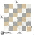 thumbnail image 2 of Play Platoon Non-Toxic Foam Puzzle Floor Mat, Comfortable, Extra Thick, Cushiony Exercise and Play Mat for Toddlers, Kids & Adults, 36 Tiles (12"x12"), Warm Grey/Cream/Sand, 2 of 7
