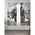 thumbnail image 5 of Semi Sheer Window Curtains 72 Inches Long, Modern Trains Rod Pocket Voile Silky Chiffon Curtain Treatment Drapes for Kitchen, Living Room, Abstract Vintage Classic 52"x72", 2 Panels, 5 of 9