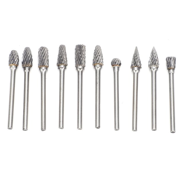 Rotary File Milling Cutter,10Pcs Rotary File Milling Reaming Grinding Head Carbide Rotary File High-Intensity Output