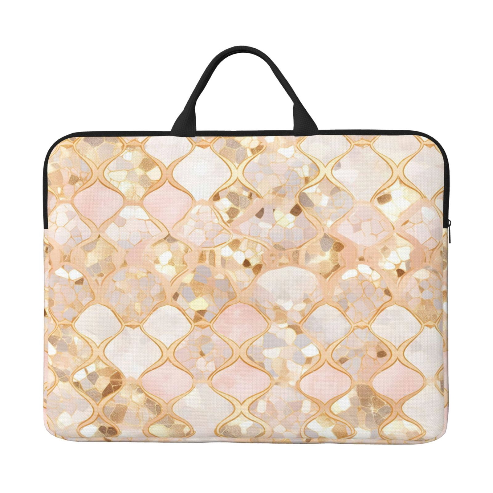 Laptop Sleeve Bag For Women Men 14inch Waterproof Durable Protective Computer Carrying Cover Handle Laptop Case Bag Rose Gold Leopard Print Animal Skin Texture_1