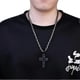 thumbnail image 3 of Cross Necklace for Men Women Stainless Steel Byzantine Chain Necklace Black Cross Pendant Men's Silver Chain, 3 of 5