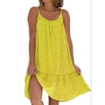 thumbnail image 1 of Bellella Robe Courte Mini pour Femmes Imprimé Floral Robe d'Été Sans Manches Col Rond Ample Fête Jaune S, 1 of 2