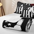 thumbnail image 4 of Feelyou Patriotic Ice Hockey Quilt King for Boys, Vintage USA Flag Sport King Coverlet Set, Black White Red, 3pcs, 4 of 7