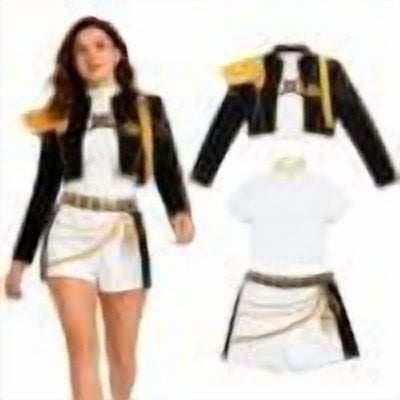 Pop Idol Halloween Costumes for Women, Fantasy Singer Group Cosplay Costume Black Outfit with Shoulder Accessories, for Halloween Party Carnival, L