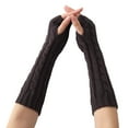 thumbnail image 3 of Douhoow Women Winter Knitted Wrist Arm Hand Warmer Long Mitten Fingerless Gloves, 3 of 7
