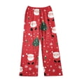 thumbnail image 4 of Women's Soft Comfortable Plush Casual Pyjama Bottoms with Christmas Snowflake and Tree Print, Home Sleep Pants for Winter Wear, Cozy Lounge Pants and Indoor Use, Vermilion, S, 4 of 5