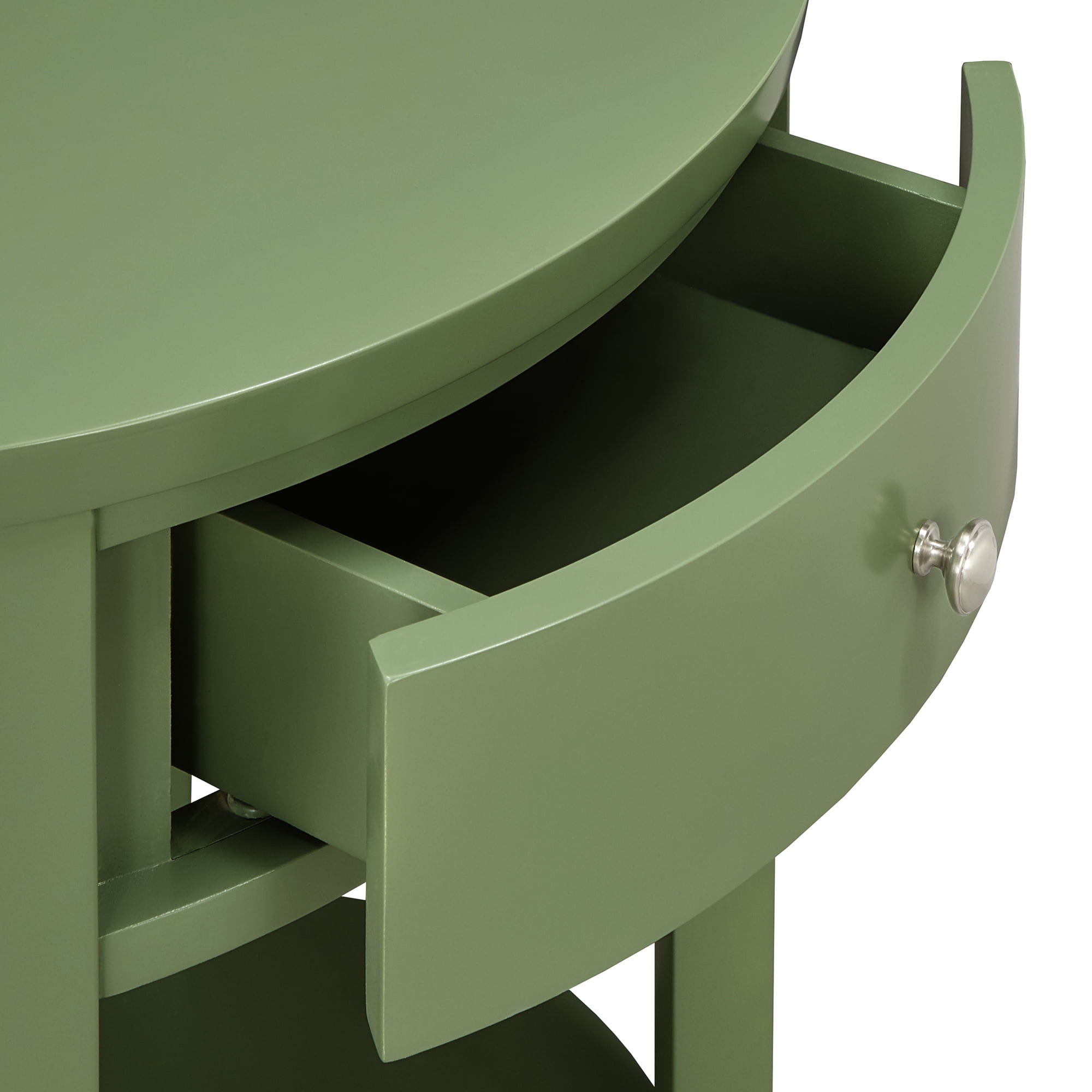 Weston Home Easley Circle End Table With Drawer And Lower Storage, Meadow Green