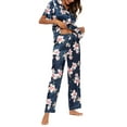 thumbnail image 4 of Unique Bargains Women's 2pcs Floral Button Down Pajama Set Nightwear Sleepwear Sets, 4 of 5