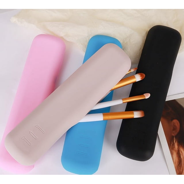 Estuche de silicona para lápices de cejas, brochas de maquillaje, brochas de sombra de ojos, bolsa de almacenamiento con succión magnética, bolsa de viaje portátil simple