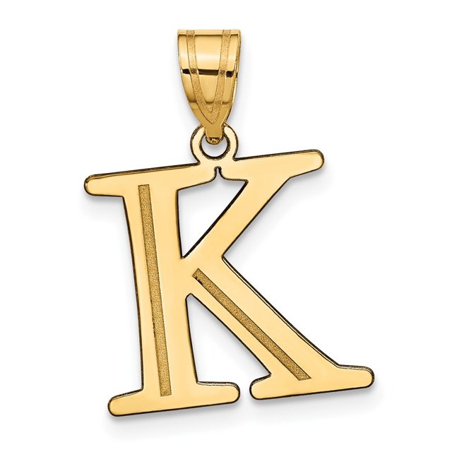Diamond2Deal 14K Pendentif Initiale Lettre K en Or Jaune Gravé pour Femmes