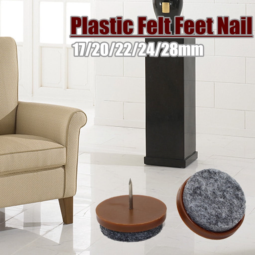 20 Rubber Furniture Feet Pad Round Nail-on Slider Glide Floor Sofa Leg Protector
