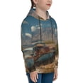 thumbnail image 3 of Salouo Deserted Classic Car Landscape Pattern Hoodie Sweatshirt for Youth, Fall Pullover Hoodie Sweatshirt Long-Sleeve Pullover Hooded Sweatshirt-Small, 3 of 6