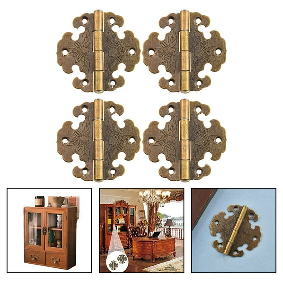 4 Pieces of Decorative Iron Hinges for Enhancing For Wooden Doors and Cabinets