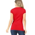 thumbnail image 4 of Moa Collection Women Casual Solid V-Neck Short Sleeve Basic T-Shirt Top, 4 of 4