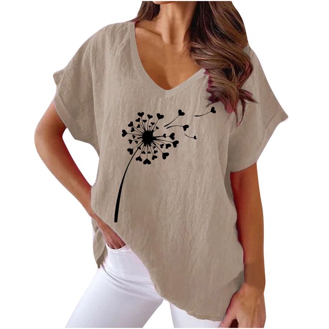Birdeem T-Shirts à Imprimé à Col en V pour Femmes Mode Confortables Chemisiers Hauts pour Femme