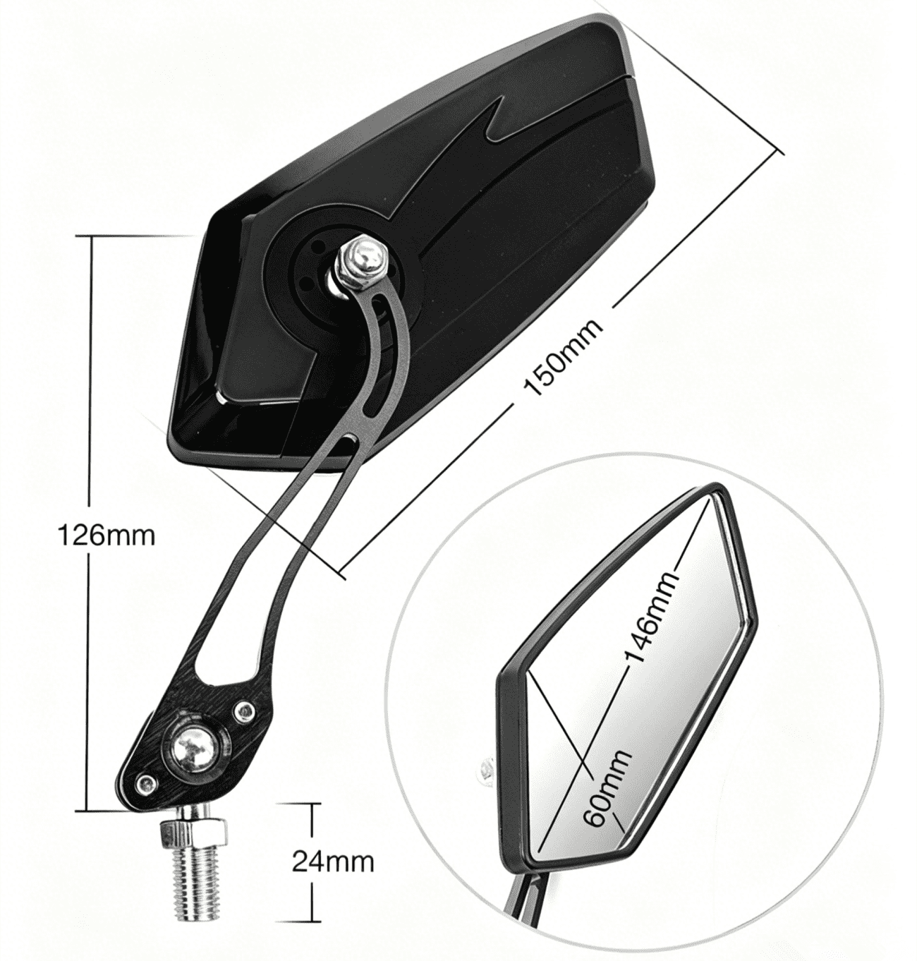 1 Pair Bike Mirror, Rotaty Diamond MTB Road Cycling Bicycle Handlebar Rear View Glass