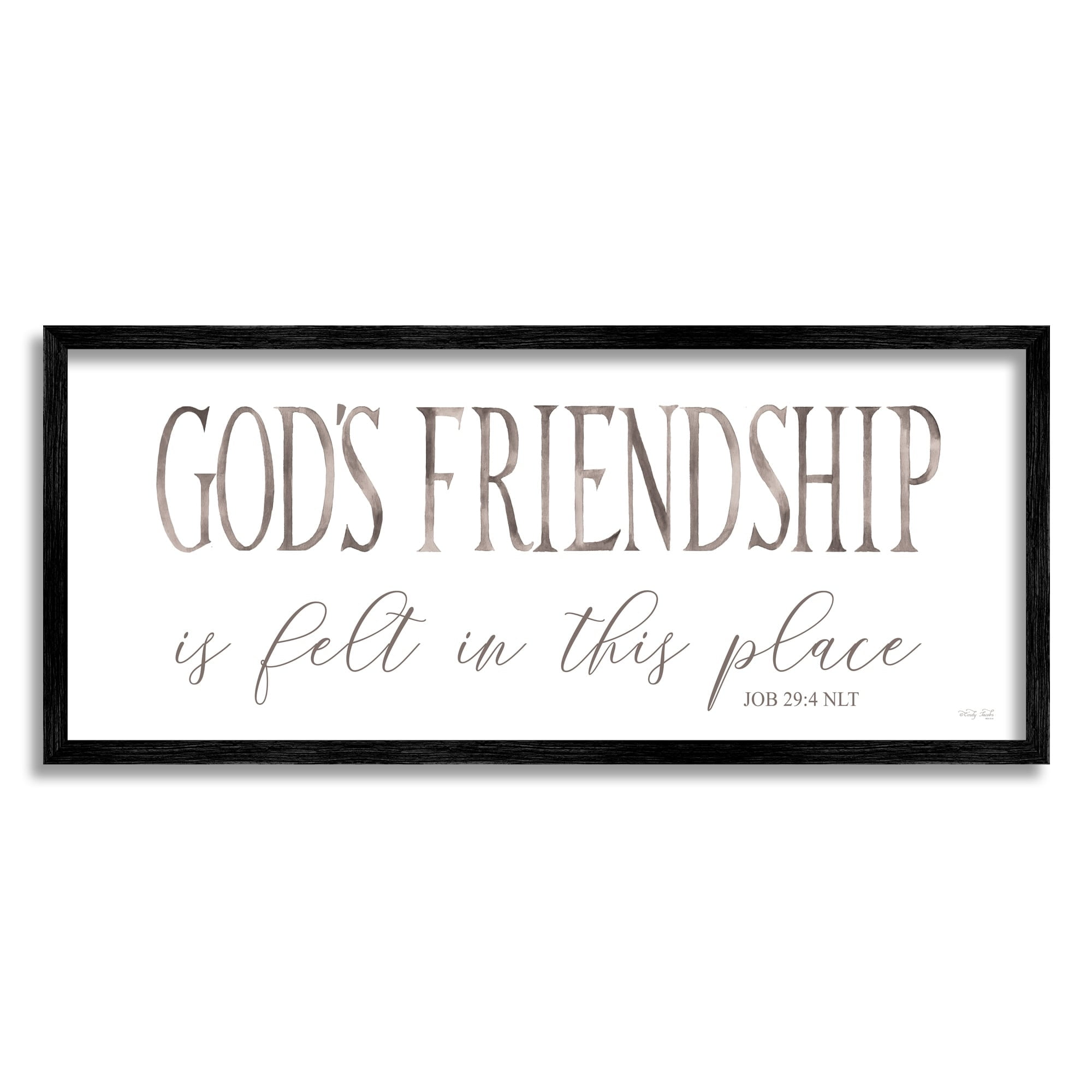 Stupell Industries God's Friendship Religious Home Casual Phrase Sign Graphic Art Black Framed Art Print Wall Art, Design by Cindy Jacobs