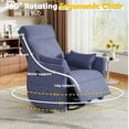 thumbnail image 5 of Homall 360° Power Swivel Recliner High Back Adult Rocker Recliner Chair with 2 Pillows for Nursing Expectant Mothers,Loop Yarn Blue, 5 of 8
