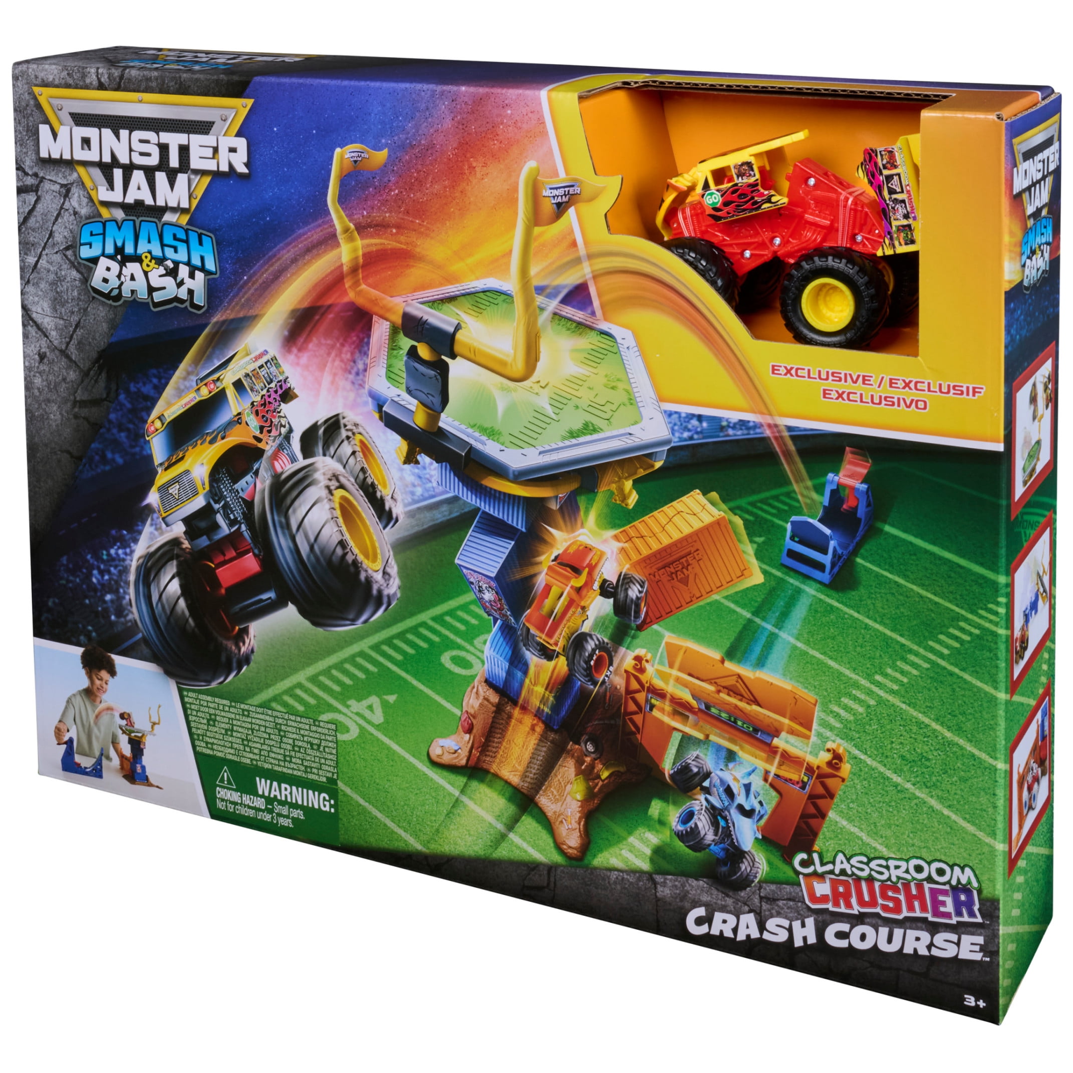 Monster Jam Smash & Bash Crash Course Playset, 16" Tower with 1:64 Monster Truck for Kids Ages 3 and up