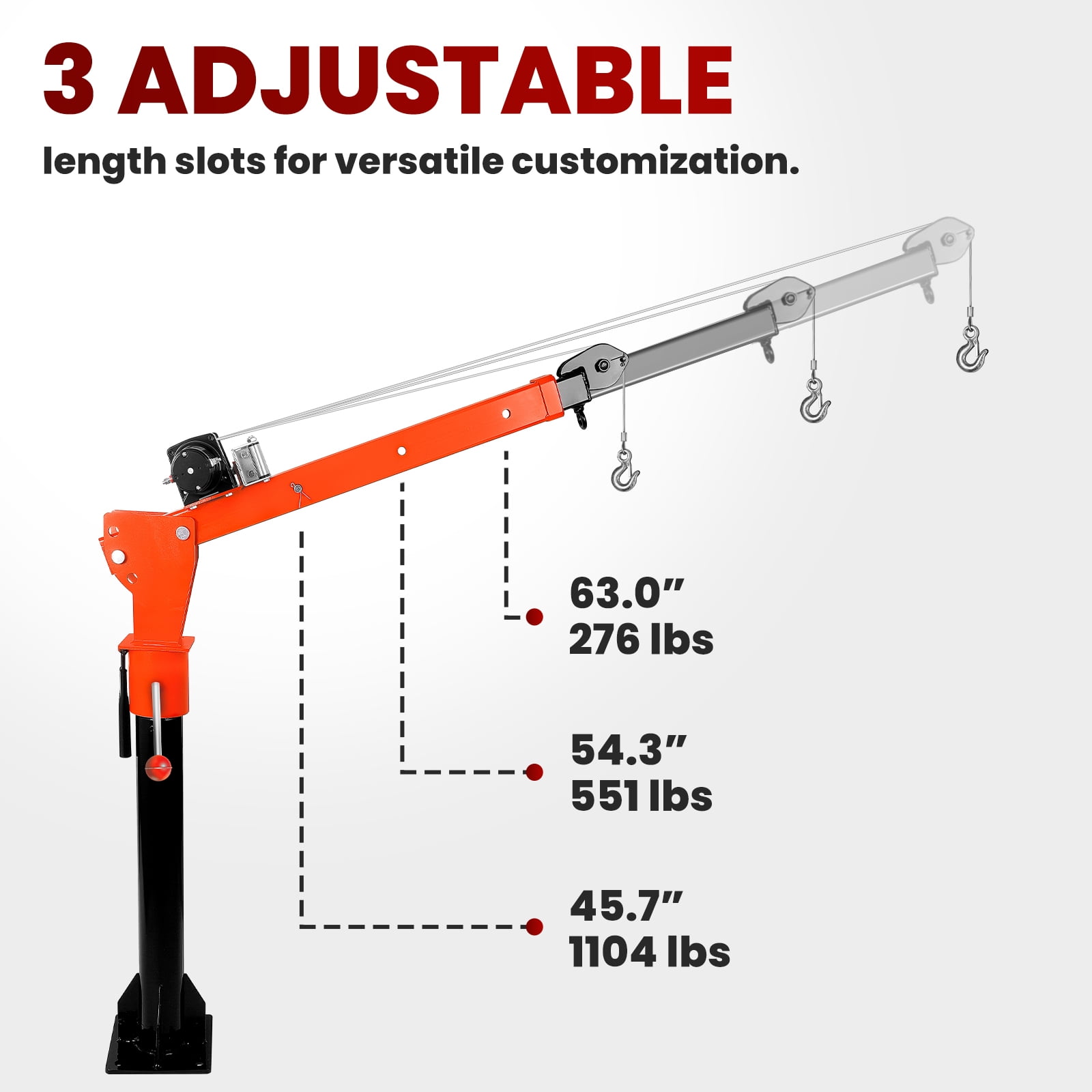 Folding Truck Crane with Electric Winch 3500 lb 12V, Rotate Davit Crane, 1100lb Capacity for Household, Site & Building Lifting