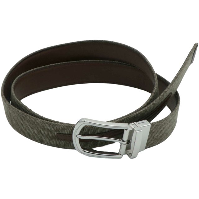 Paolo Vitale Men's Brown / Stone Reversible Leather And Woven Belt - 46