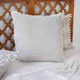 thumbnail image 6 of 20" X 20" Beige and Ivory Geometric Linen Zippered Pillow With Embroidery, Fringe, 6 of 6