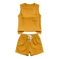 thumbnail image 7 of Hurxie Women's Summer 2 Piece Outfits Sleeveless High Low Spilt Hem Tank Top Biker Shorts Sets Lounge Set Tracksuit Yellow,L, 7 of 7