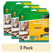 (3 pack) Duck Brand Heavy-Duty Rubber .38" x .25" x 17' Medium Gap Weatherstrip Seal Brown