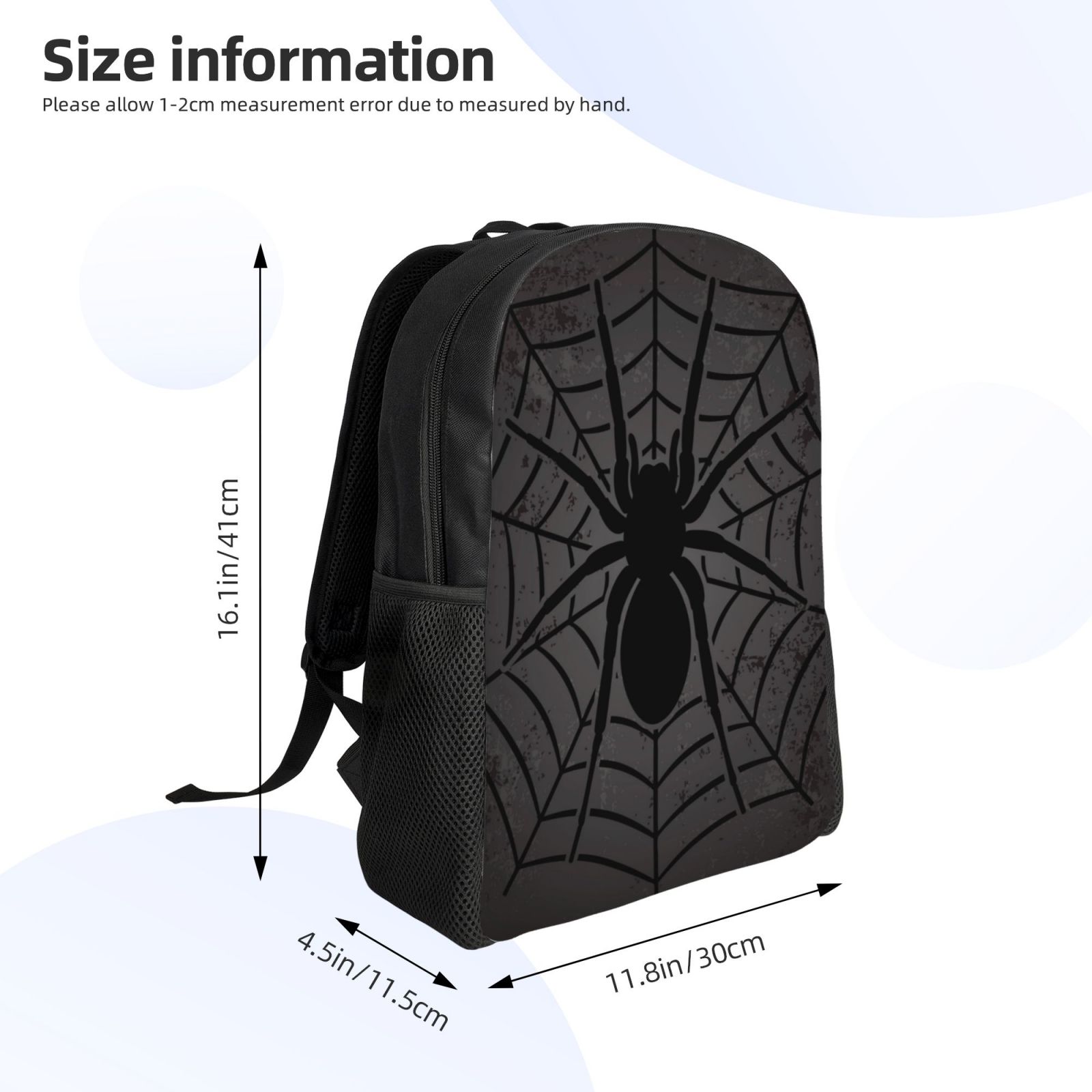 Xecao Black Spider On Web 1 Print School Backpack with Laptop Compartment Small Travel Laptop Backpack for Women Men Waterproof College Backpack Simple School Bag