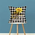 thumbnail image 3 of Buffalo Check Plaid Throw Pillow Covers Welcome Home Yellow Gazania Flower Pillow Covers 18x18 Inch Farmhouse Outdoor Cotton Linen Cushion Pillowcase for Sofa (Black and White, 18" x 18"), 3 of 5