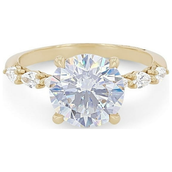 1.00 Ct Brilliant Round Shape Solitaire with Accents Genuine Diamond Beautiful Wedding Ring for her Solid 14K Yellow Gold Size 7 by Diamond-Capitals