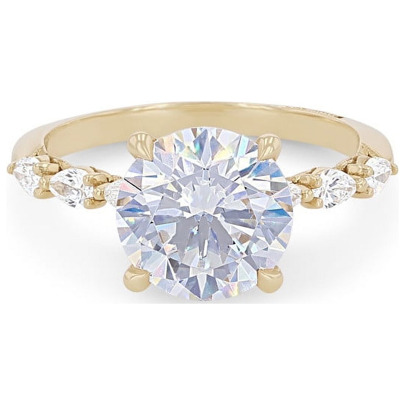 Diamond-Capitals IGI Certified 2.30 Carat Stunning Round Cut Lab Grown Diamond (E/VVS2) Solitiare Engagement Ring for Gift Solid 14K Yellow Gold Size 8.5