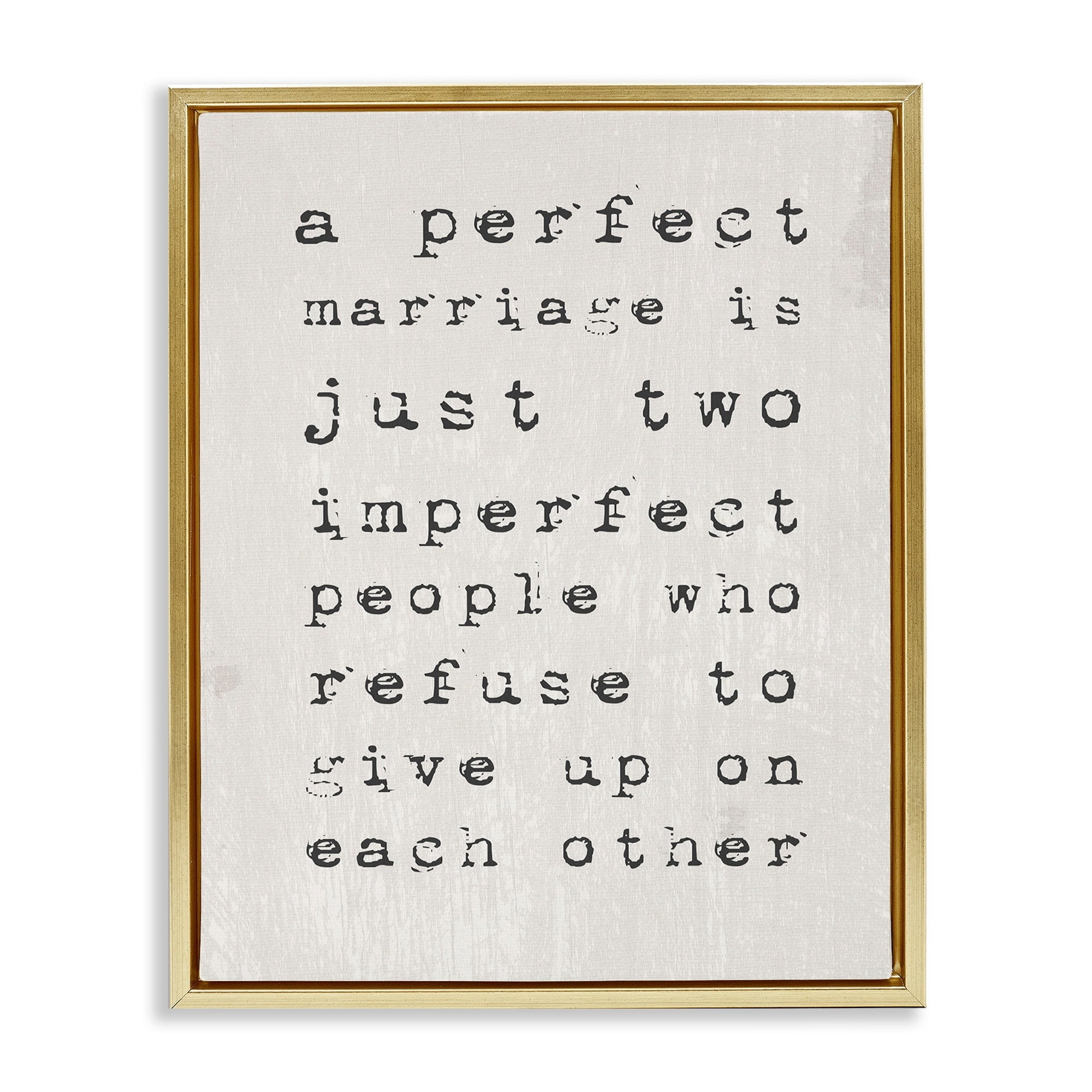 Stupell Industries A Perfect Marriage Metallic Gold Framed Floating Canvas Wall Art, 16x20, by Daphne Polselli