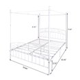 thumbnail image 6 of Canopy Bed Frame Queen Size Black Metal 4 Poster Mattress Foundation Modern Post Corner with Headboard for Girls Adults, 6 of 6