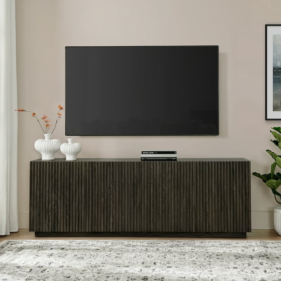 Tyler Rectangular Fluted TV Stand for TV's up to 78" in Alder Brown