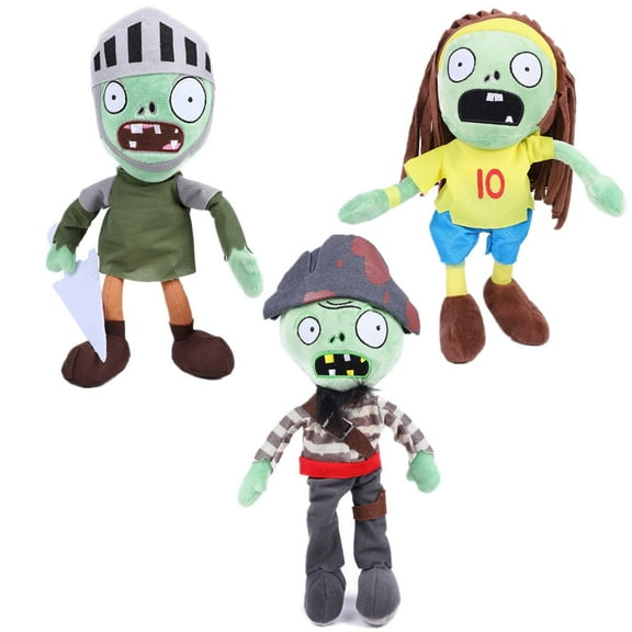 PVZ 3-PC Zombie Plush Set - Captain, Knight & Football Zombie Figure Dolls New Release