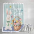 thumbnail image 4 of Happy Easter Small Stall Shower Curtain, Waterproof Shower Curtains for Bathroom, Cute Bunny Colorful Eggs Spring Flowers Blue Purple Washable Fabric Bath Curtain for Bathtub with Hooks 36x78 Inches, 4 of 9
