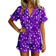 thumbnail image 2 of Angala Halloween Pajamas Women Graphic Pjs Outfits Ladies Pajama set Size 2XL Purple, 2 of 4