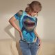 thumbnail image 3 of Fotbe Colorful Underwater Shark Body de Mujer con Cuello Redondo y Mangas Cortas, Sin Mangas Ajustado, Suave, Cómodo y Básico-Small, 3 of 7