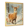 thumbnail image 2 of Designart "Winter Adventure with Brown Deer II" Animals Framed Wall Art - Traditional Brown Deer Landscape Hallway Framed Wall Art Decor, 2 of 6