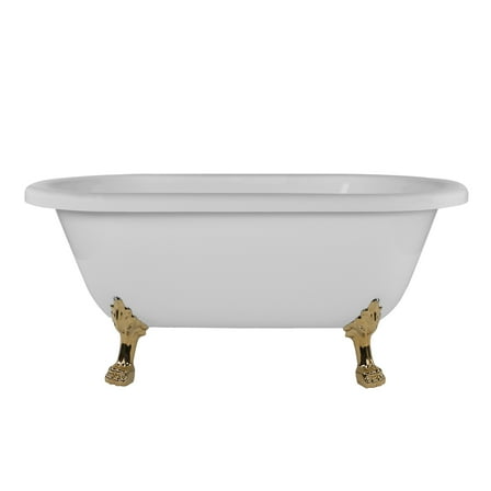Juniper 66 Inch Acrylic Double Ended Clawfoot Tub - No Faucet Drillings - Lion Paw Feet